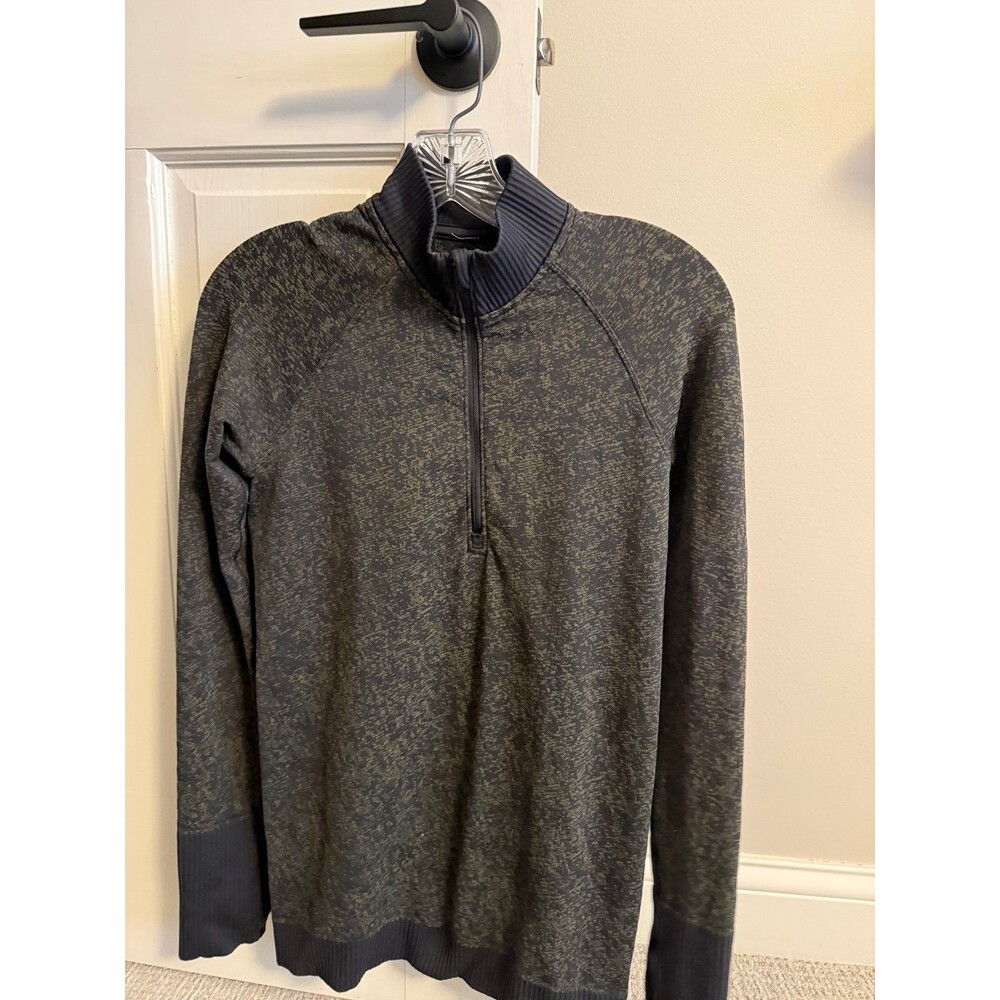 Lululemon Rest Less 1/4 Zip Pullover Dark Olive Black Space Dye Size 4